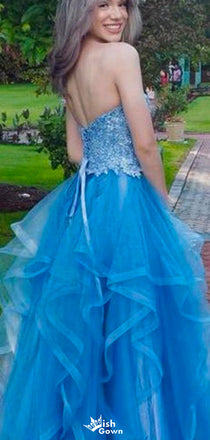 Elegant Strapless Sweetheart Lace A-line Long Prom Dress Ideas, Evening Party Dresses,WGP1451