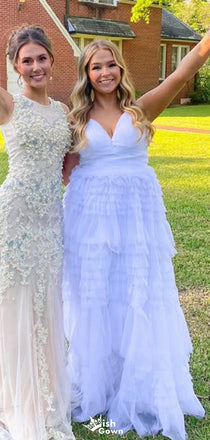 Elegant V-neck Spaghetti Strap A-line Long Prom Dress Ideas, Evening Party Dresses,WGP1466