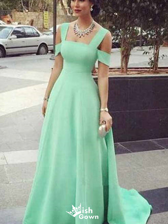 Elegant Spaghetti Strap Off-shoulder A-line Long Prom Dress Ideas, Evening Party Dresses,WGP1494