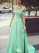 Elegant Spaghetti Strap Off-shoulder A-line Long Prom Dress Ideas, Evening Party Dresses,WGP1494