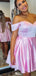 Elegant Sweetheart Off-shoulder Pink A-line Short Mini Homecoming Dress,EPT363