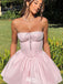 Gorgeous Strapless Square Pink A-line Short Mini Homecoming Dress,EPT365