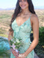Sexy V-neck Spaghetti Strap Mermaid Long Prom Dress Ideas, Evening Party Dresses,WGP1517