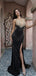 Modern Black Sequin Prom Dress Sexy Sleeveless Illusion Neckline Slit Formal Gown,WGP2081