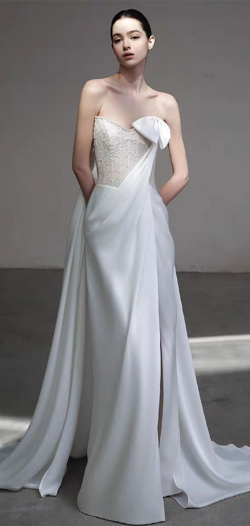 Elegant White Sweetheart Mermaid Long Prom Dress Ideas, Evening Party Dresses,WGP1730