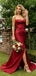 Fancy Dark Red Strapless Corset Prom Dress Beautiful Ruched Satin Floor Length Gown,WGP2095