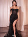 Sexy Black Off-Shoulder Sleeveless Mermaid Side Slit Long Prom Dress Ideas, Evening Party Dresses , WGP1573