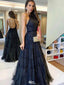 Sexy Black Halter A-Line Long Prom Dress Ideas, Evening Party Dresses,WGP1688