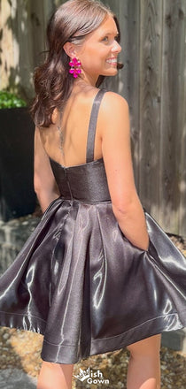 Elegant One-shoulder A-line Short Mini Homecoming Dress,EPT383