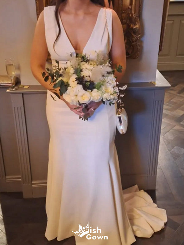 Casual Deep V-neck Mermaid Long Prom Dress Ideas, Evening Party Dresses,WGP1534