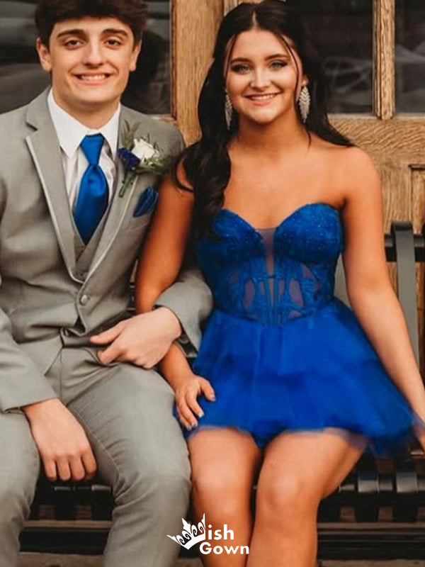 Elegant Strapless Sweetheart A-line Short Mini Homecoming Dress,EPT399