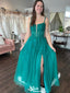 Gorgeous Spaghetti Strap Notched A-line Long Prom Dress Ideas, Evening Party Dresses,WGP1545
