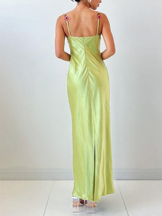 Fashion Green Spaghetti Strap Mermaid Long Sleeveless Popular Long Evening Dresses, Formal Dresses, Birthday Party, WGP696