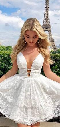 Gorgeous Deep V-neck A-line Short Mini Homecoming Dress,EPT425