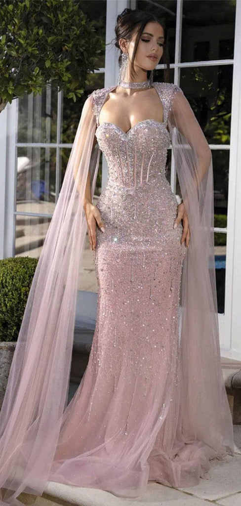 Sparkly Pink Sweetheart Mermaid Long Prom Dress Ideas, Evening Party Dresses,WGP1874