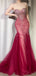 Sparkly Red Sweetheart Mermaid Long Prom Dress Ideas, Evening Party Dresses, WGP2021
