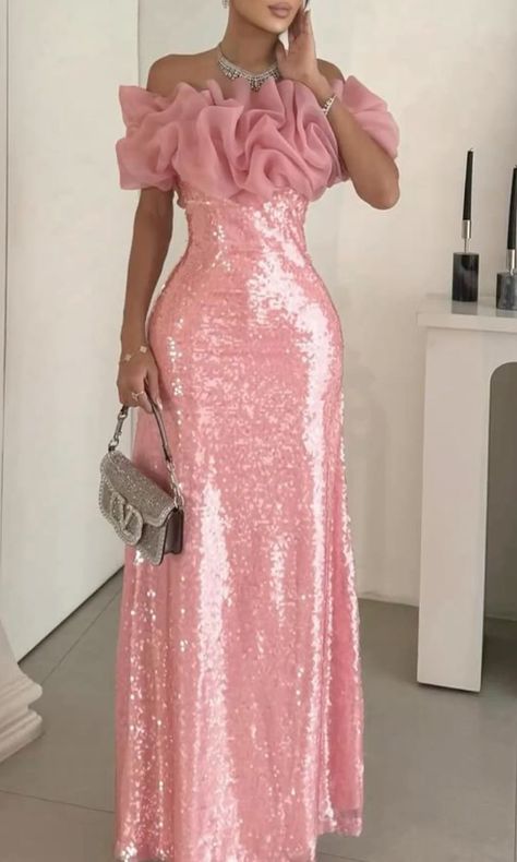 Sparkly Pink Off-Shoulder Floral Mermaid Long Prom Dress Ideas, Evening Party Dresses,WGP1839