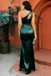 Modern One-Shoulder Beaded Emerald Satin Prom Dresses,Evening Party Dresses,WGP2067