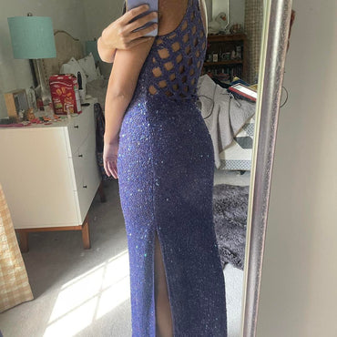 Shiny Blue One-Shoulder Mermaid Long Prom Dress Ideas, Evening Party Dresses,WGP1720