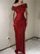 Shiny Red Off-Shoulder Mermaid Sequin Long Prom Dress Ideas, Evening Party Dresses,WGP1689