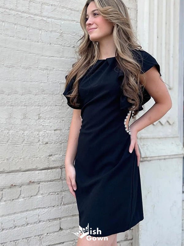 Formal Short Sleeves Sheath Short Mini Homecoming Dress,EPT440