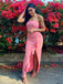 Sexy Pink Strapless Mermaid Side Slit Long Sleeveless Long Party Prom Dresses,Evening Dress Online, WGP716