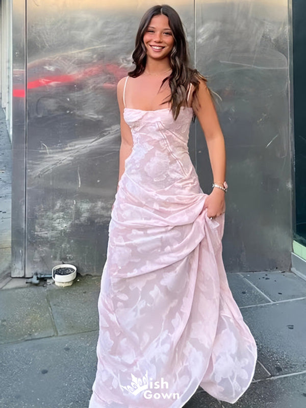 Gorgeous Spaghetti Strap A-line Long Prom Dress Ideas, Evening Party Dresses,WGP1581