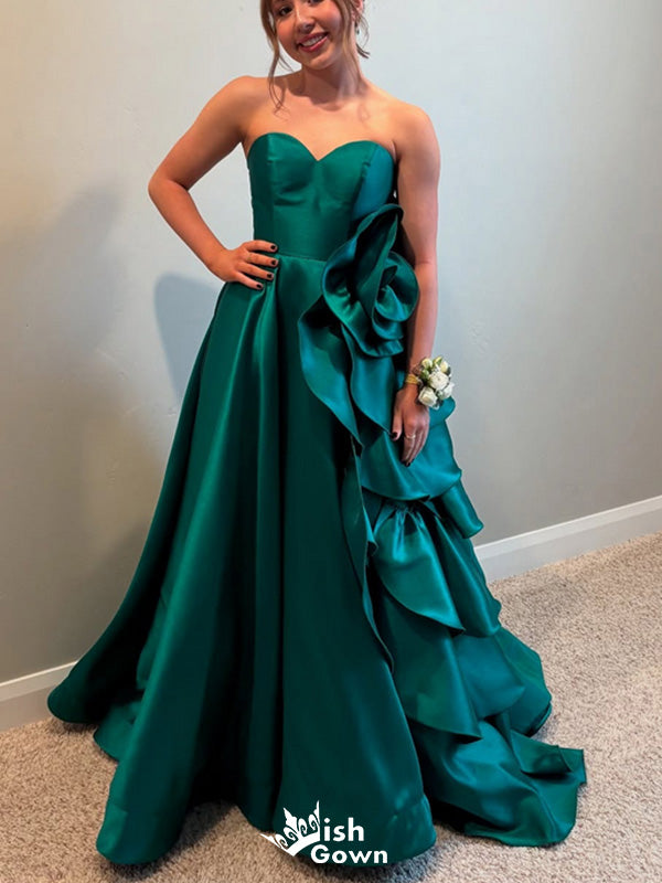 Gorgeous Strapless Sweetheart A-line Long Prom Dress Ideas, Evening Party Dresses,WGP1600