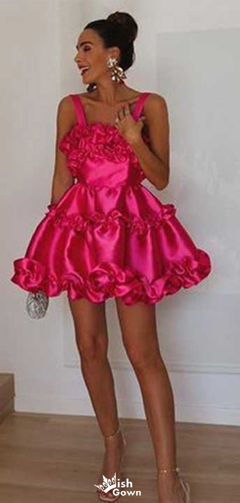 Elegant Spaghetti Strap A-line Short Mini Homecoming Dress,EPT451