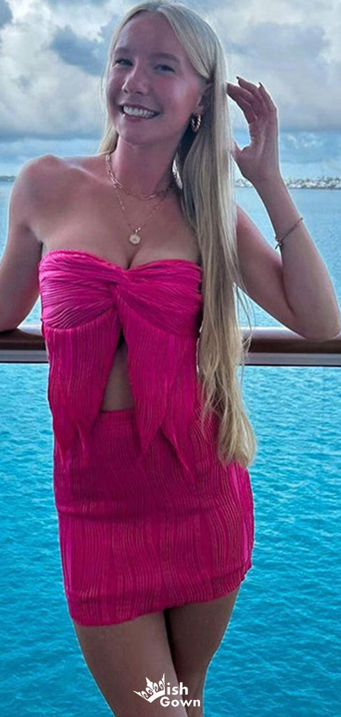 Casual Strapless Two Piece Sheath Short Mini Homecoming Dress,EPT459