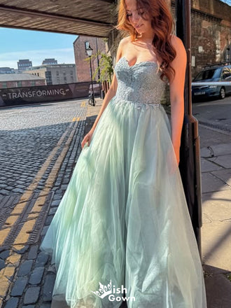 Gorgeous Strapless A-line Long Prom Dress Ideas, Evening Party Dresses,WGP1609