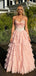 Unique Blush Pink Tiered Ruffle Prom Dress Strapless Boned Corset Tulle Ball Gown Skirt,WGP2087