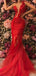 Unique Red Mermaid Lace Long Prom Dress Ideas, Evening Party Dresses,WGP1887
