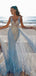 Sparkly Blue V-Neck Mermaid Long Prom Dress Ideas, Evening Party Dresses,WGP1967