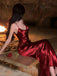 Classy Red Satin Strapless Prom Dress Sleek Backless Maxi Party Gown,WGP2156