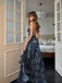 Elegant Navy Blue Spaghetti Strap Mermaid Long Prom Dress Ideas, Evening Party Dresses, WGP2008