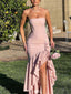 Elegant Pink Sweetheart Mermaid Side Slit Sleeveless Long Prom Dress Ideas, Evening Party Dresses,WGP1680