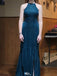 Shiny Blue Halter Mermaid Long Prom Dress Ideas, Evening Party Dresses,WGP1721