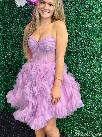 Elegant Strapless A-line Short Mini Homecoming Dress,EPT481