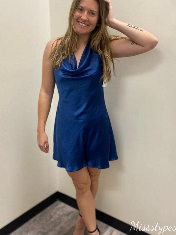 Casual Halter A-line Short Mini Homecoming Dress,EPT483