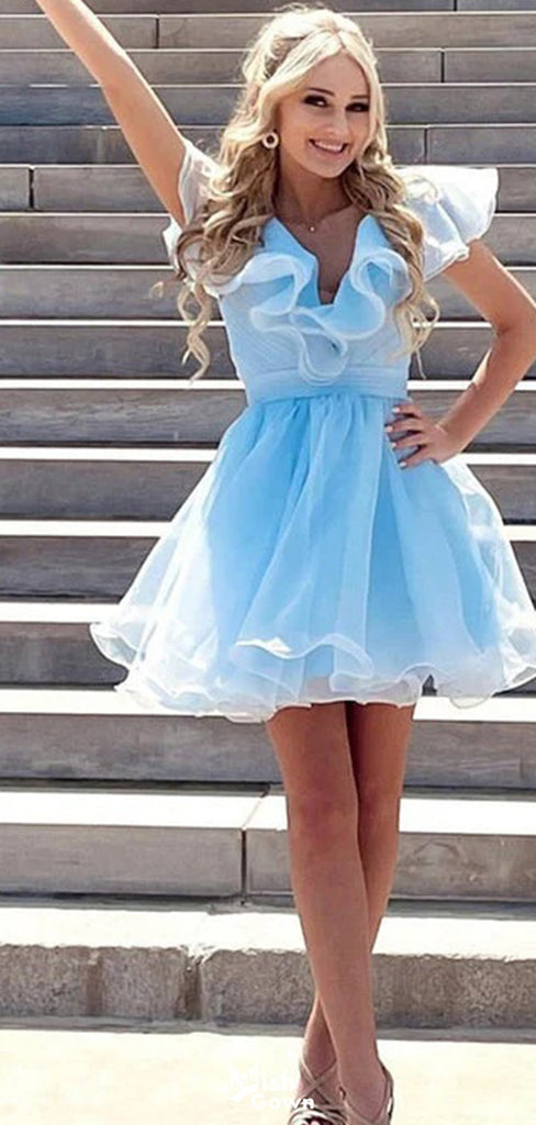 Elegant V-neck A-line Short Mini Homecoming Dress,EPT493