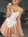 Elegant Spaghetti Strap Lace A-line Short Mini Homecoming Dress,EPT504