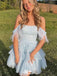Elegant Spaghetti Strap Off-shoulder A-line Short Mini Homecoming Dress,EPT508