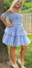 Elegant Spaghetti Strap Off-shoulder A-line Short Mini Homecoming Dress,EPT508