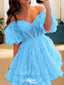 Gorgeous Off-shoulder A-line Short Mini Homecoming Dress,EPT516