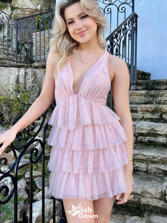 Elegant Halter V-neck A-line Short Mini Homecoming Dress,EPT517