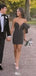Formal One-shoulder V-neck Sheath Short Mini Homecoming Dress,EPT524