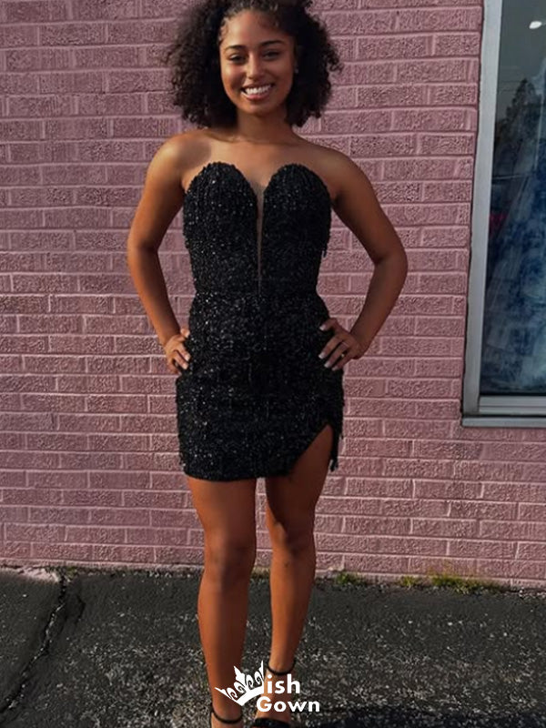 Sexy Strapless Sweetheart Sheath Short Mini Homecoming Dress,EPT527