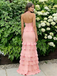 Lovely Pink V-Neck Mermaid Side Slit Long Prom Dress Ideas, Evening Party Dresses, WGP2035