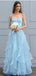 Elegant Blue Sweetheart A-Line Long Prom Dress Ideas, Evening Party Dresses,WGP1795